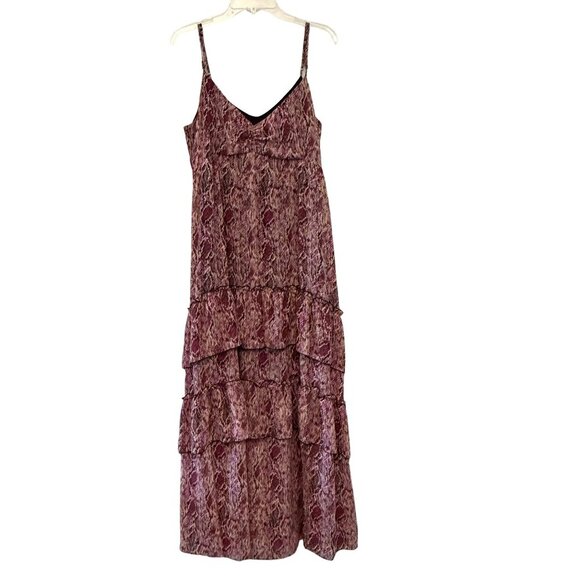 Bar III Womens Snake Print Babydoll Spaghetti Strap Maxi Dress - Size Large - Picture 1 of 8